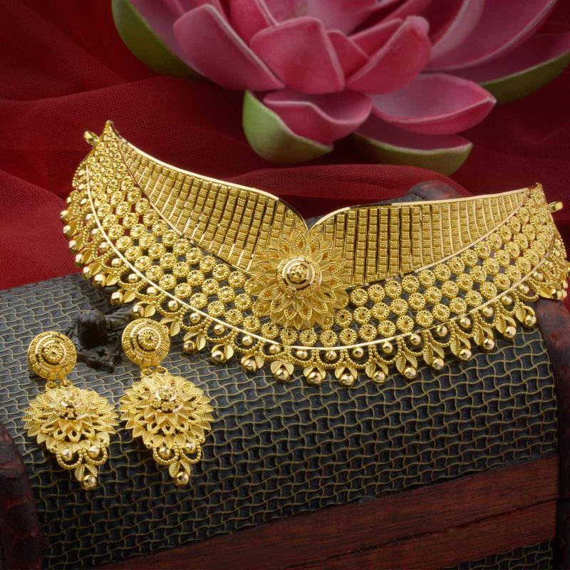Gold Necklace Set - WHPS288548 | Waman Hari Pethe Sons