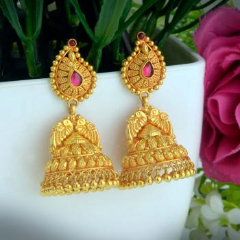 Peach Meenakari Lotus Jhumka Earring for Wedding | FashionCrab.com
