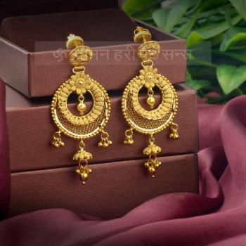 Silver And Alloy Temple Style Antique Gold Plated Jhumki Earrings