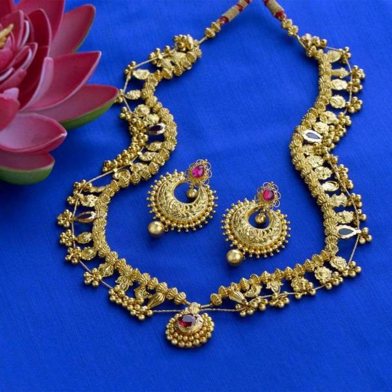 Gold Necklace Set - WHPS288441 | Waman Hari Pethe Sons