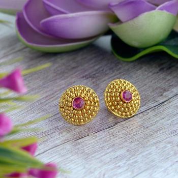 DESIGNER GOLD PLATED REAL KEMPU EARRINGS UTV536  Urshi Collections